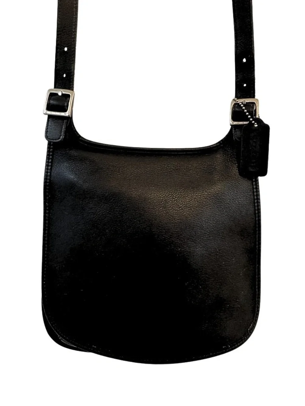 Vintage Coach Small Hippie Flap 2000 Bag Black Silver Leather 9135